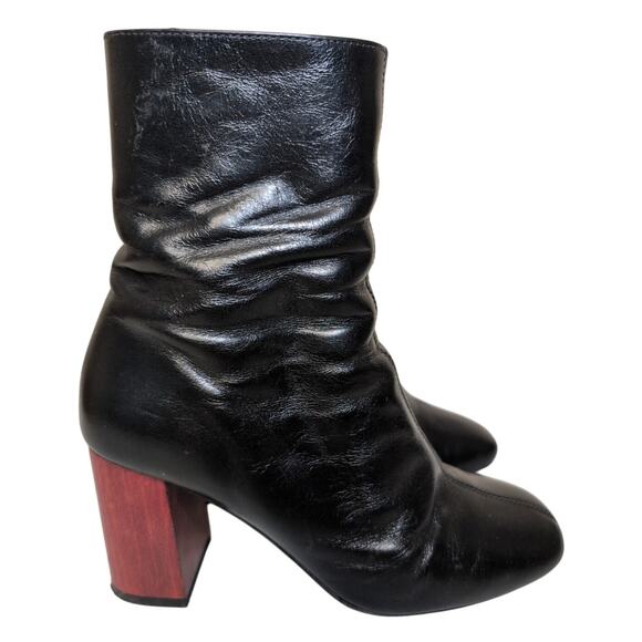 Sézane‎ Les Souliers Black Leather Ankle Boots Block Heel Women 6/EU 36 French - Picture 2 of 8